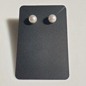 White Faux Pearl Stud Earrings Steel Posts Simple Elegant Earrings Jewelry Set